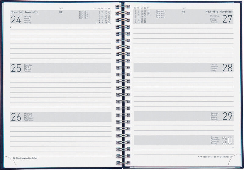Biella Dispo Term Savanna Agenda – 1 Woche/2 Seiten, Spiralbindung, 14,5 × 20,5 cm, 2027, Dunkelblau, FSC