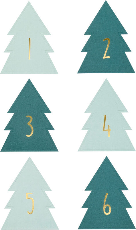 Folia Schmucketiketten Adventskalender – 90 × 140 mm – grün – 24 Stk.