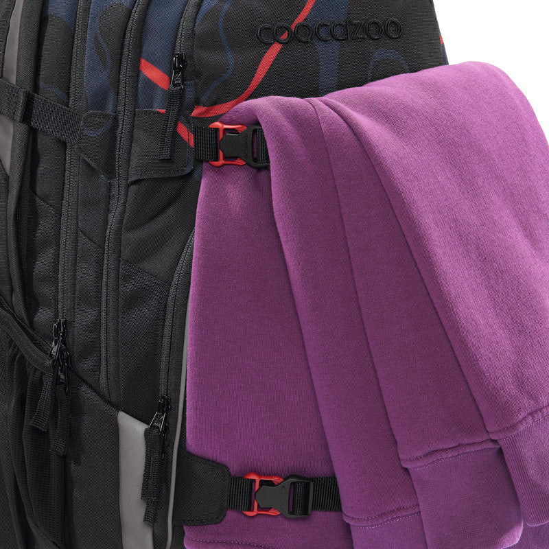 Coocazoo Schulrucksack Porter – Lava Lines – 30/35 l – 30,0 × 44,0 × 23,0 cm – recycelte Materialien