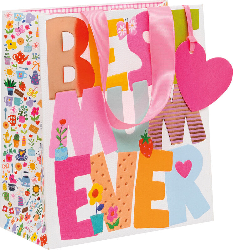 Glick Tragetasche – Best Mum Ever, Muttertag – Heissfolienprägung, Papier – 200 × 225 × 100 mm
