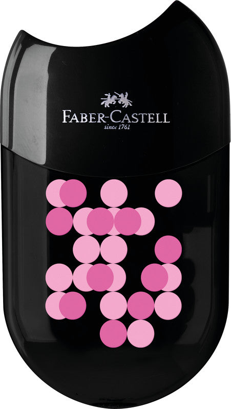 Faber-Castell Spitzer – manuell, 2-Loch, mit Behälter, für Blei- & Buntstifte 8 & 11 mm, Kunststoff