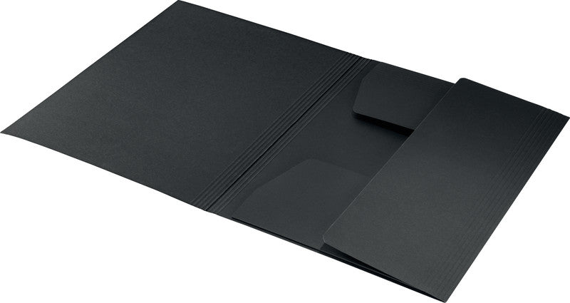 Leitz Einlagemappe Recycle A4 – 3 Klappen, Gummiband, Karton, Schwarz, bis 250 Blatt