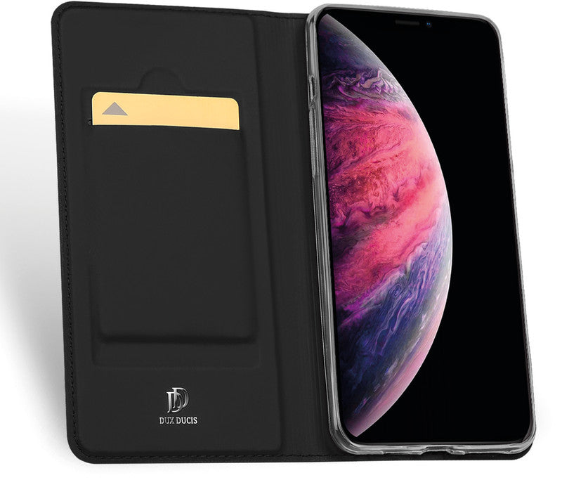 Dux Ducis Booklet-Hülle – für Apple iPhone 11 Pro Max – schwarz – mit Kartenfach, Magnetverschluss