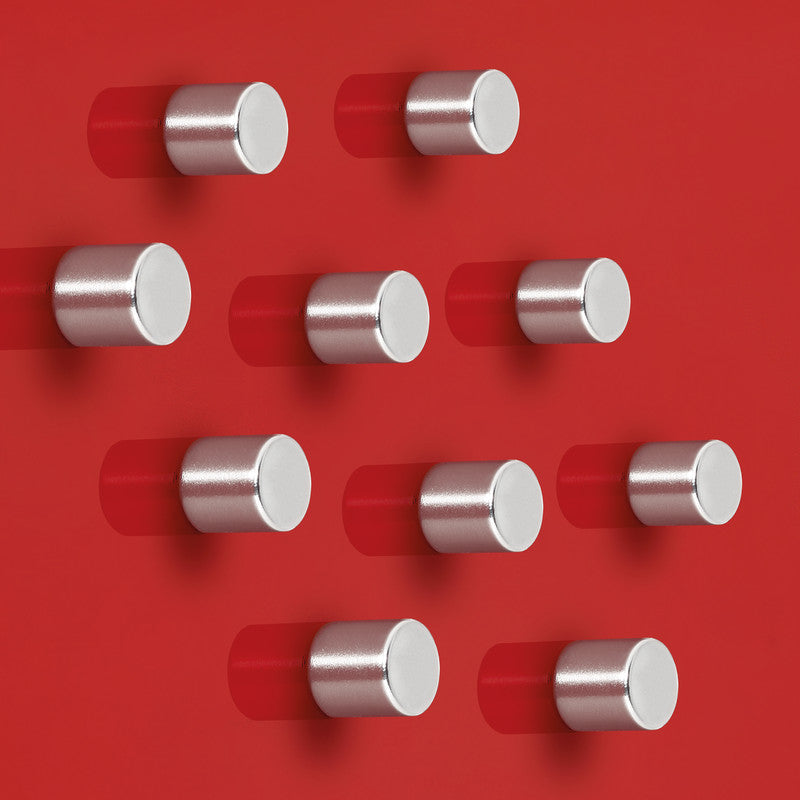 Sigel Zylindermagnet – Silber – Ø 10 mm, H 10 mm, 10 Stück – für Glas-Magnetboards – Stahl