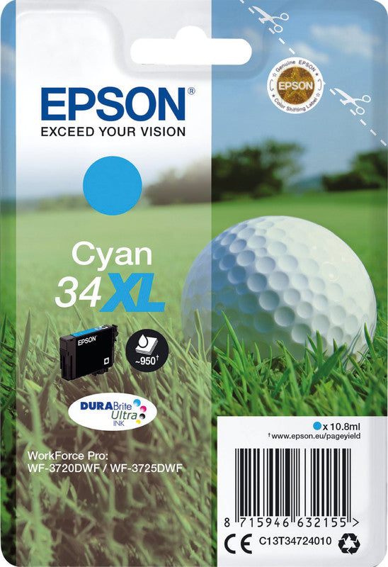 Epson Tintenpatrone 34XL, cyan – für Epson-Geräte