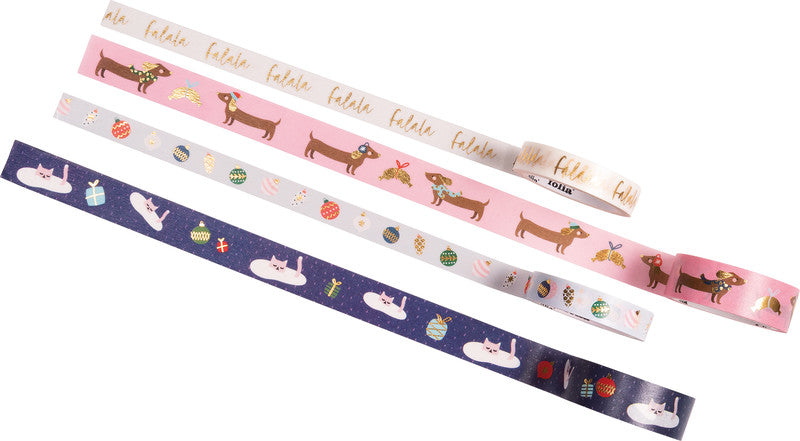 Folia Washi-Tape-Set – Heissfolienveredelung – Sortiert – 2×10 mm × 5 m, 2×15 mm × 5 m – 4 Rollen