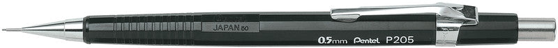 Pentel Sharp P200 Druckbleistift – 0,5 mm, schwarz, starres 4 mm Führungsröhrchen