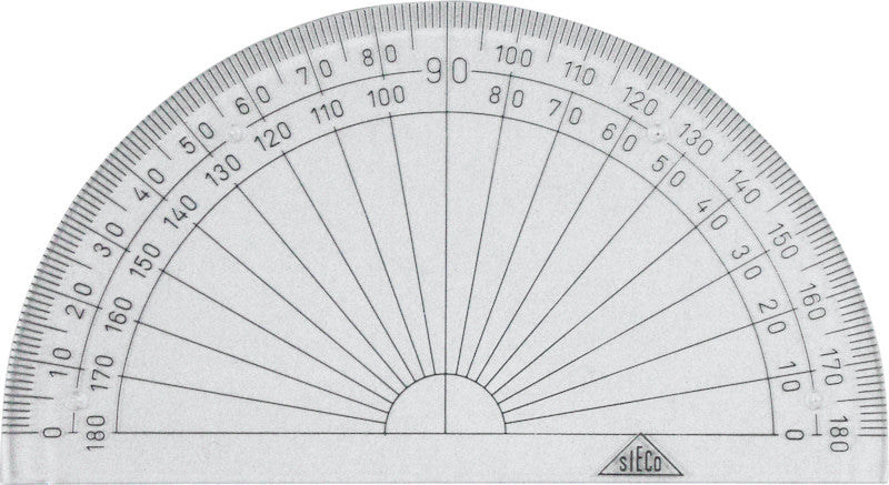 Sieco Wandprotractor Ø 10 cm – 180° – Kunststoff, transparent