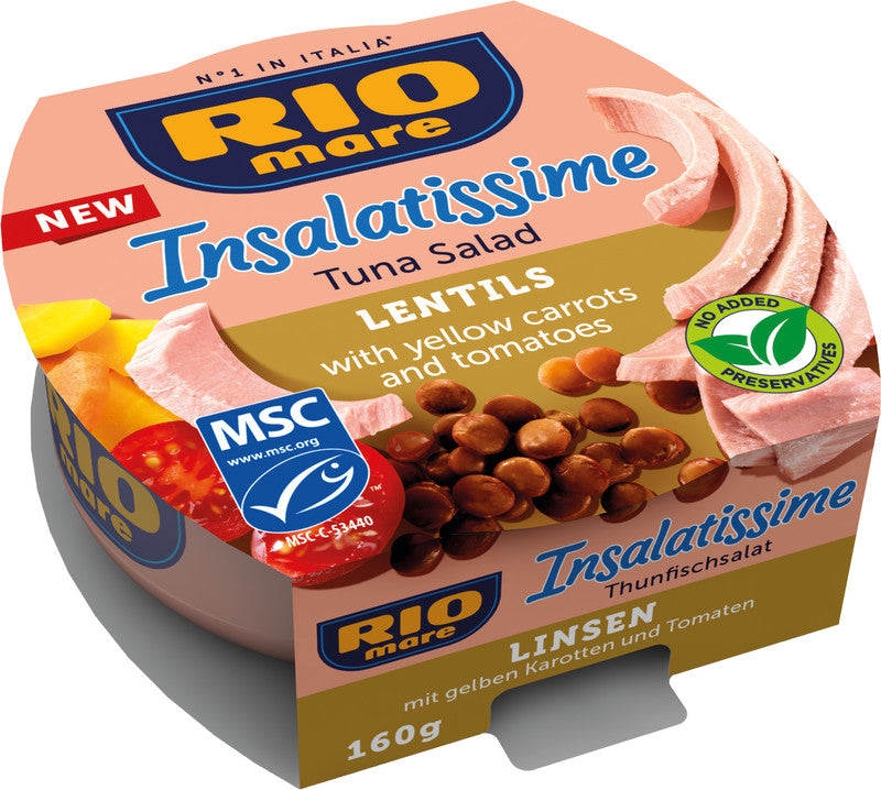 Rio Mare Insalatissime Thunfischsalat – Linsen mit gelben Karotten & Tomaten – 160 g