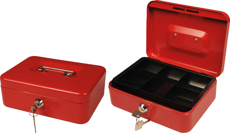 Q-Connect – Geldkassette – mit Schlüssel – 20,7 × 15,7 × 7,7 cm – Rot – Stahl