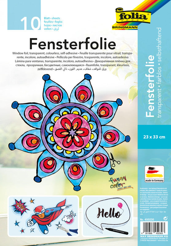 Folia Fensterfolie glatt – transparent – 23,0 × 33,0 cm