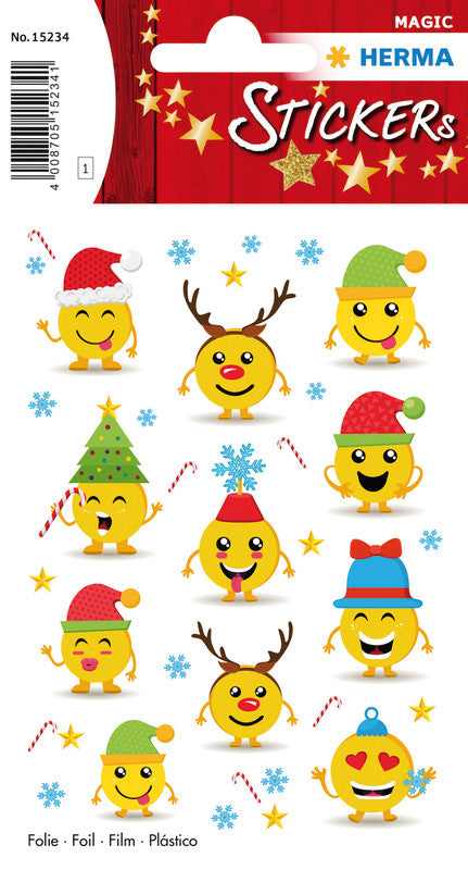 HERMA Schmucketiketten – Weihnachtsemojis – 11 Stück – permanent