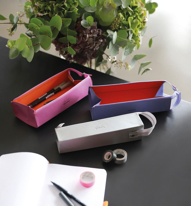 Rhodia Hartschalenetui, leer – fuchsia – Kunstleder – 23,0 × 5,0 × 5,0 cm