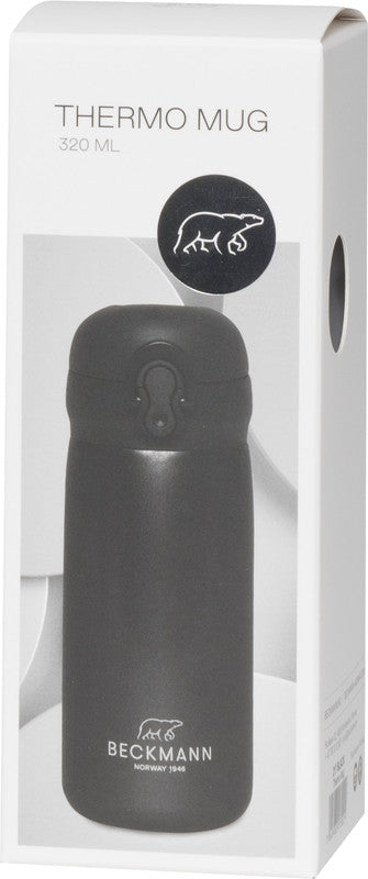 Beckmann Trinkflasche – 3,2 dl – Edelstahl, isoliert, Schraubverschluss – Schwarz