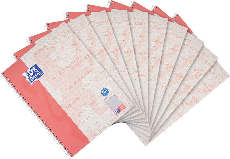 Elba Collegeblock, kariert 5 mm, Spiralbindung, Karton, 80 Blatt, 4-fach gelocht, perforiert, 90 g/m² – rot