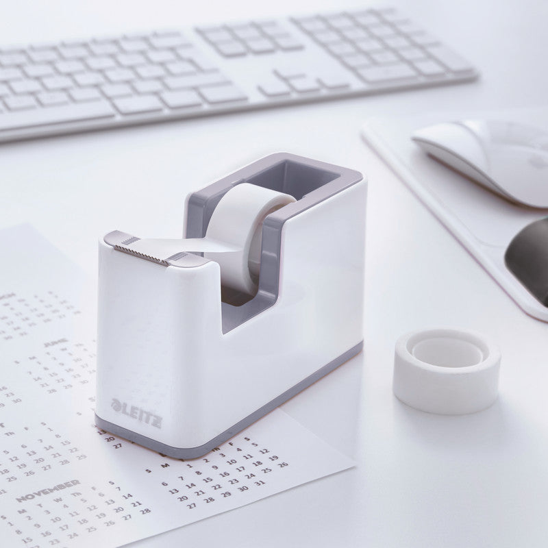 Leitz Tischabroller WOW – für Rollenbreite bis 19 mm, für Bandlänge bis 33 m, für Kern 1", Metallmesser