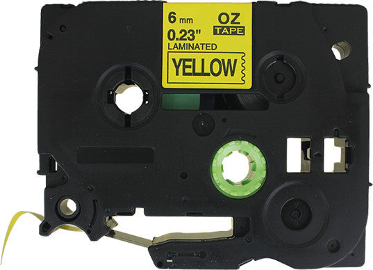 OZe Schriftband – Schwarz auf Gelb – 6 mm × 8 m, laminiert