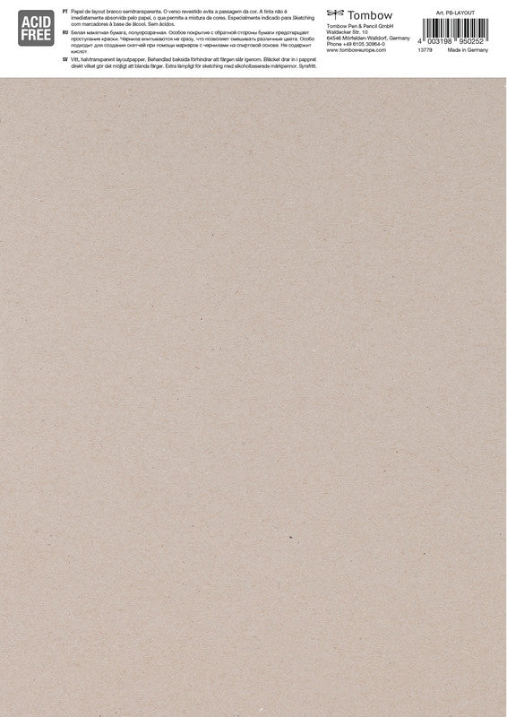 Tombow Layoutpapier, Papier, 20 × 29,7 cm, weiss halbtransparent, 75 Blatt