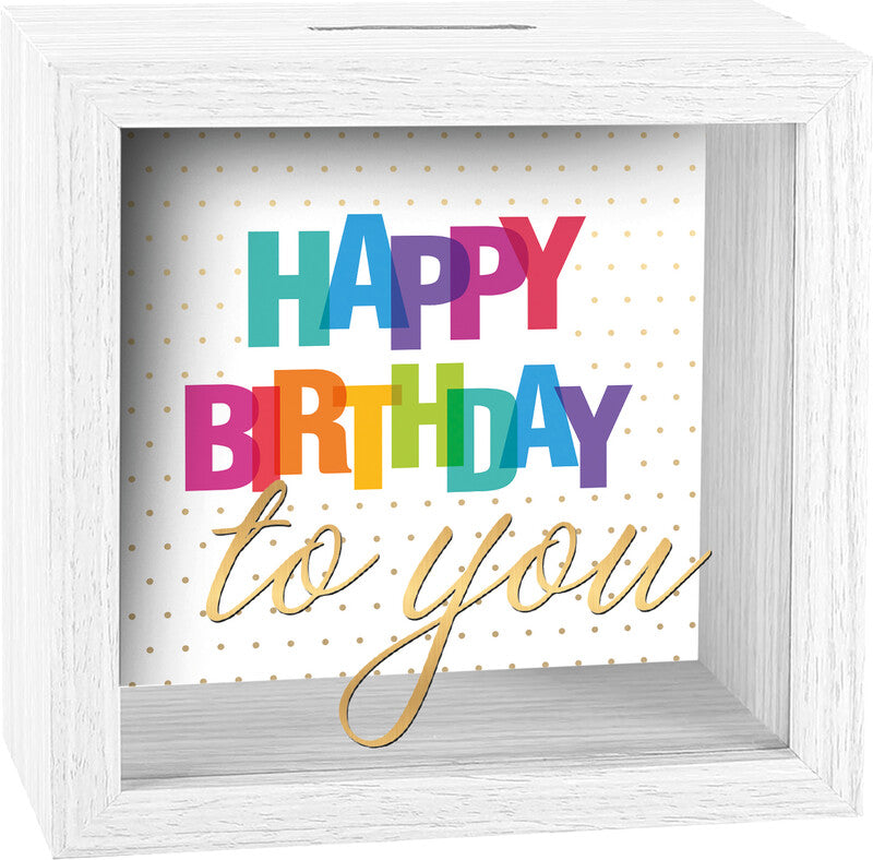Kurt eulzer Spardose Happy Birthday to you, Holz, Weiss, 11 × 11 cm