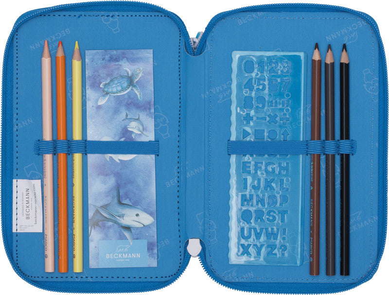 Beckmann Classic 1st Etui Triple, gefüllt – Ocean – Kunststoff – 13,0 × 20,5 × 7,0 cm