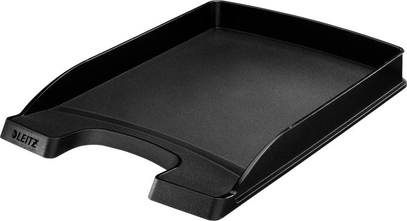 Leitz Stapelbarer Briefkorb mit Griffausschnitt, Beschriftungsfeld, matt, schwarz, B 255 × H 35 × T 357 mm