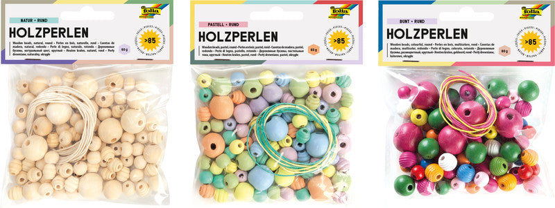 Folia Holzperlen – sortiert – 84 Perlen