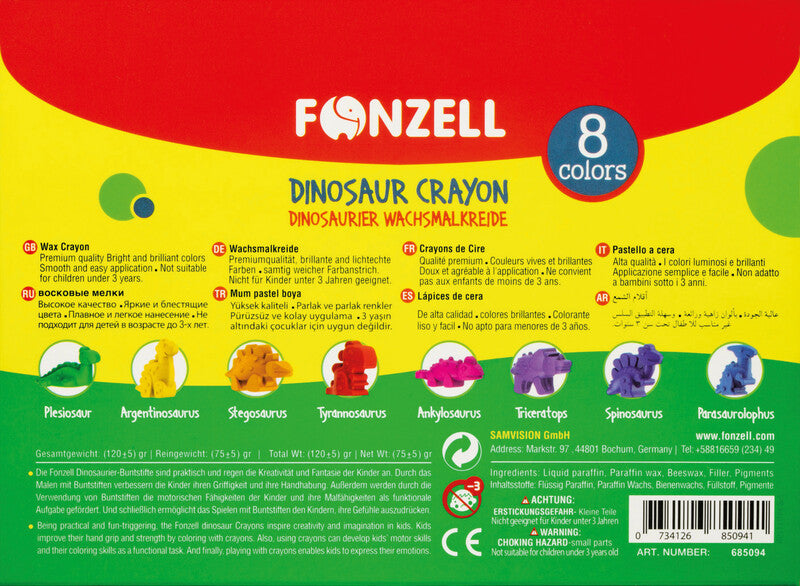 Fonzell Wachsmalkreiden – Set – 8 Farben, für dunkles Papier