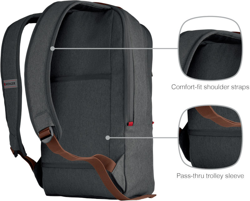 Wenger/SwissGear Wenger CityUpgrade – Notebook-Rucksack – für 16" Notebook, 15 l, Polyester, Grau, wasserabweisend