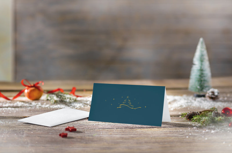Sigel Grusskarte Weihnachtsbaum – 220 × 110 mm – mit Umschlägen, für Inkjet/Laser/Kopierer