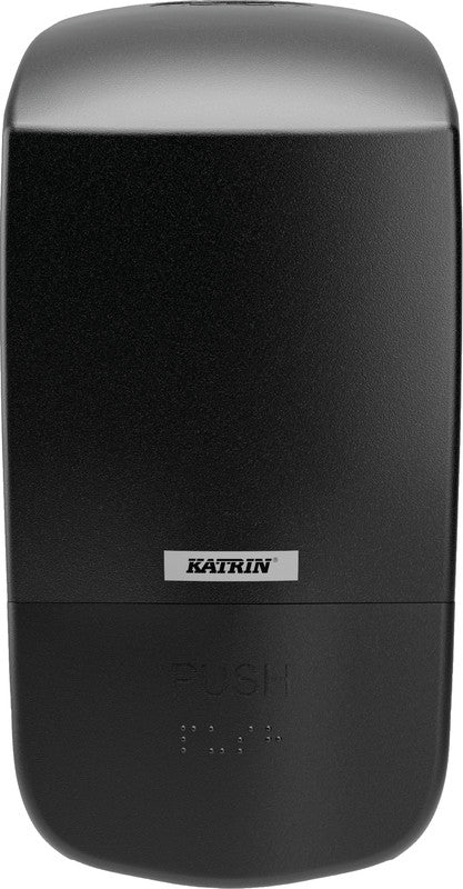 Katrin Inclusive – Seifenspender, Kunststoff, Schwarz, B 100 × H 205 × T 125 mm, Blindenschrift, Abschliessbar