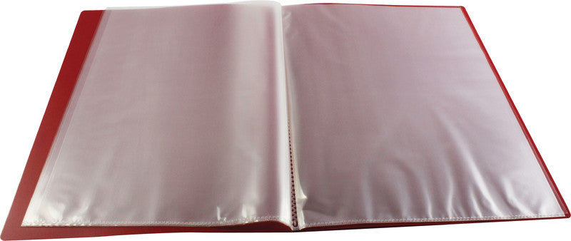 Q-CONNECT Sichtbuch – 20 Sichttaschen, A4, genarbt, antireflex, rot, Kunststoff