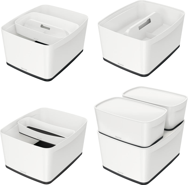 Leitz Aufbewahrungsbox MyBox – Kunststoff, weiss/schwarz, 31,8 × 19,8 × 38,5 cm