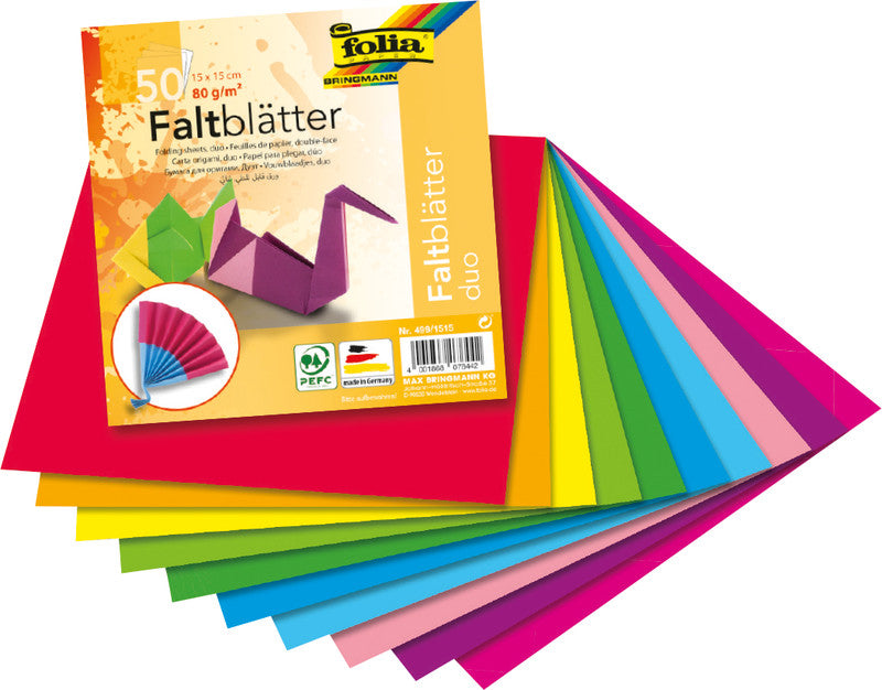 Folia Faltblätter, Duo – 150 × 150 mm – 80 g/m² – sortiert – 50 Blatt