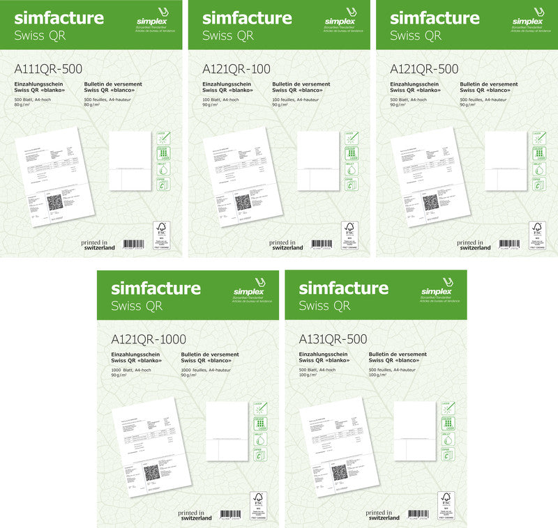 Simplex Formular – Swiss QR, A4, 90 g/m²