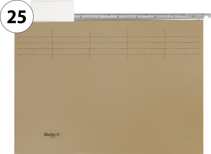 Biella Hängeordner für A4 – Karton, Grau, 320 × 250 mm, mit Vordruck
