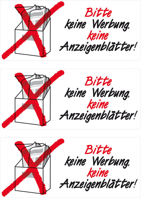 HERMA Schmucketiketten – Motiv Bitte keine Werbung / Anzeigenblätter – Folie, 3 Stk, abgerundete Ecken