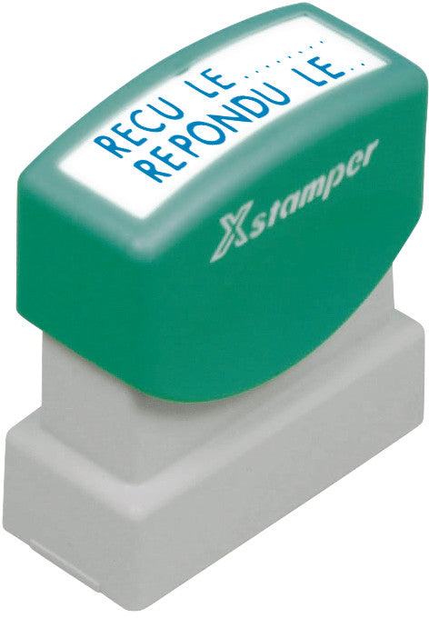 X-Stamper Motivstempel – Motiv: Réçu le..Repondu le.., selbstfärbend, Kunststoff, 13 × 42 mm, Französisch