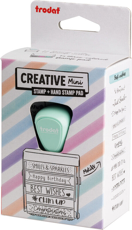 Trodat Best wishes Motivstempel – selbstfärbend, 30 × 5 mm, sortiert, Englisch