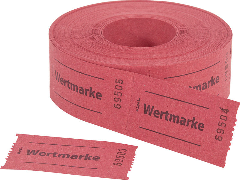 Sigel Gutscheinmarken, aus Papier, rot, 60 × 30 mm, 500 Stück, nummeriert, perforiert