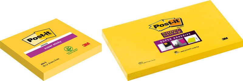 Post-it Haftnotizen Super Sticky – 127×76 mm – gelb, 90 Blatt, PEFC