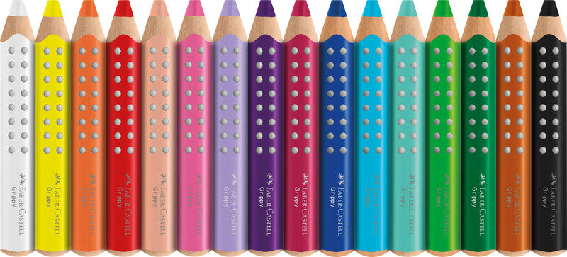 Faber-Castell 3-in-1 Farbstifte Grippy – 16 Farben, im Kartonetui, mit Spitzer, Ø 3 mm, dreikantig