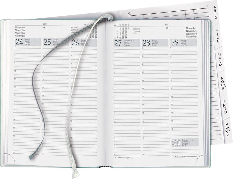 Biella Terminia Agenda – 1 Woche/2 Seiten, gebunden, 14,5 × 20,5 cm, 2027, Weinrot, FSC