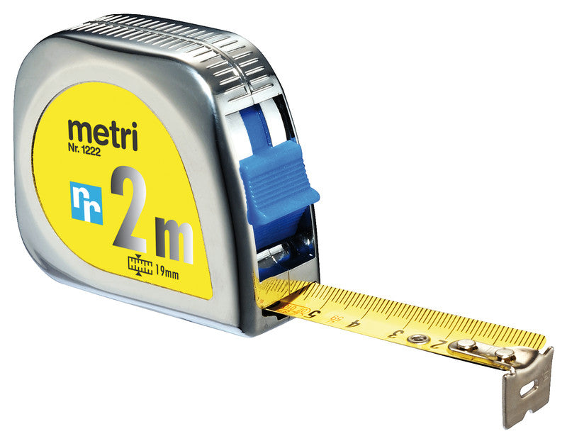 Rieffel Rollmeter, 2000 × 19 mm, Kunststoff, Silber, mit Gürtelclip, 1 Stk.