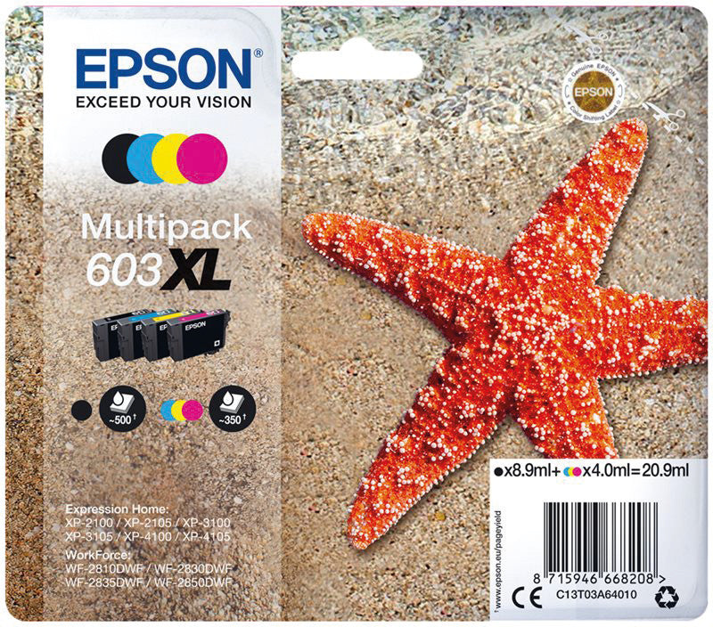Epson Tintenpatronen-Multipack 603XL, CMYK, XL, 4er-Pack – für Epson Expression/WorkForce-Modelle und andere
