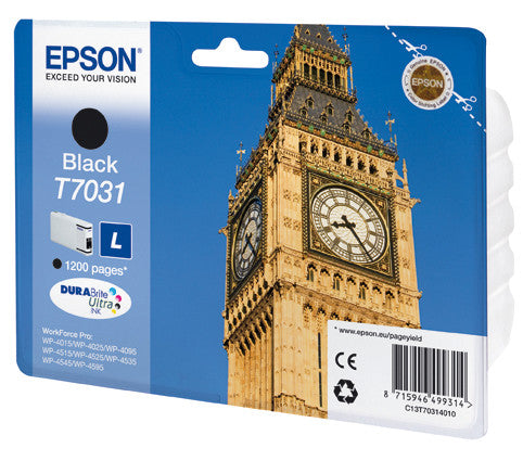 Epson Tintenpatrone T7031, Schwarz, 1'200 Seiten – Für Verschiedene Drucker
