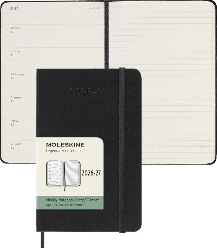 Moleskine Schüleragenda – 1 Woche/1 Seite, gebunden, 9 × 14 cm, 18 Monate Jul–Dez, schwarz, FSC
