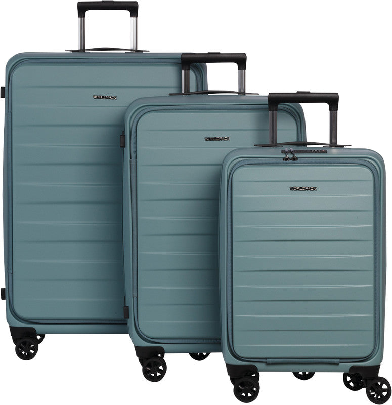 Worldpack Kofferset Seattle 3-teilig – Hartschale, 4 Doppelrollen, Graublau