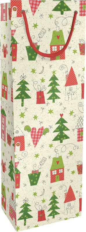 Braun + Company Geschenkbox – Bullerbü, Weihnachten – Flaschentüte – für Flaschen – 120 × 360 × 100 mm