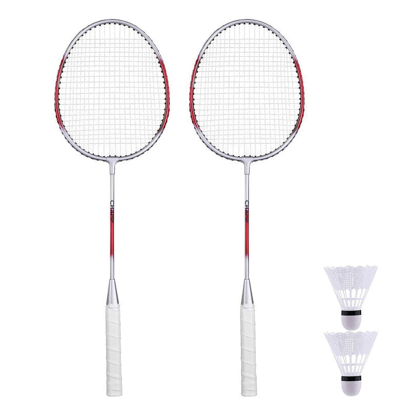 Champ Badminton-Set – 2 Spieler, 2 Schläger, 2 Nylon-Federbälle, Transporttasche – 20,5 × 66,0 cm