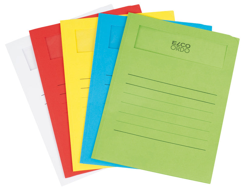 Elco Ordo Volumino Sichtmappe A4 – weiss, Papier, Sichtfenster, Beschriftungsvordruck, 50er-Pack